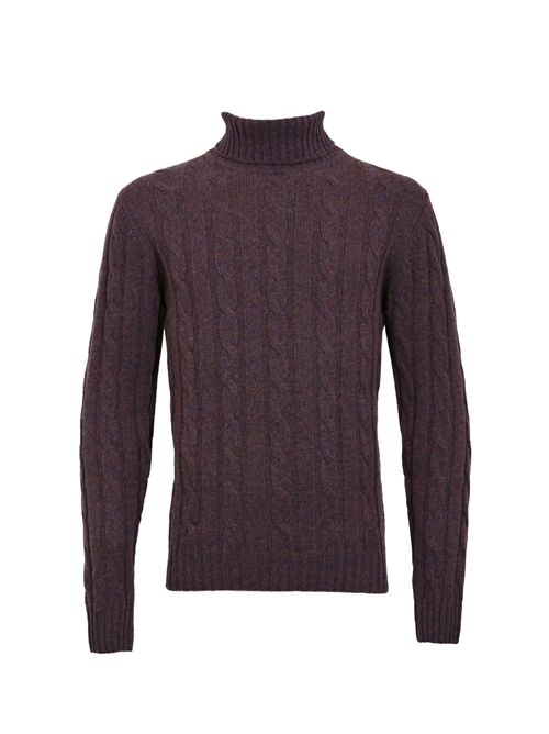 Maglione a trecce in lana geelong Prugna DANIELE FIESOLI | DF 00760062